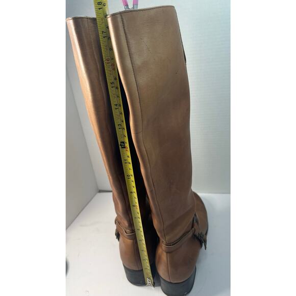 Vince Camuto Shaylee Brown Leather Distressed Equestrian Knee High Boots Sz 10B - Picture 5 of 15